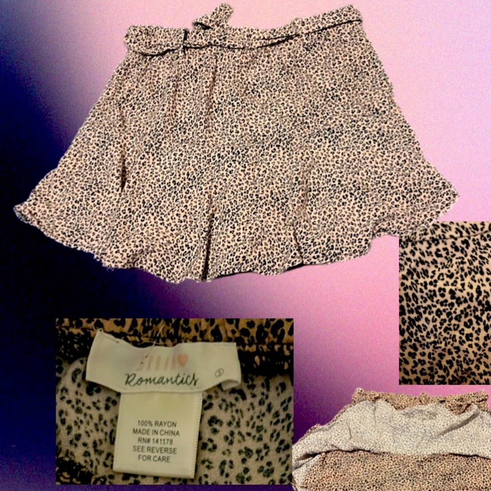 URBAN ROMANTICS Leopard Print Skirt with Belt